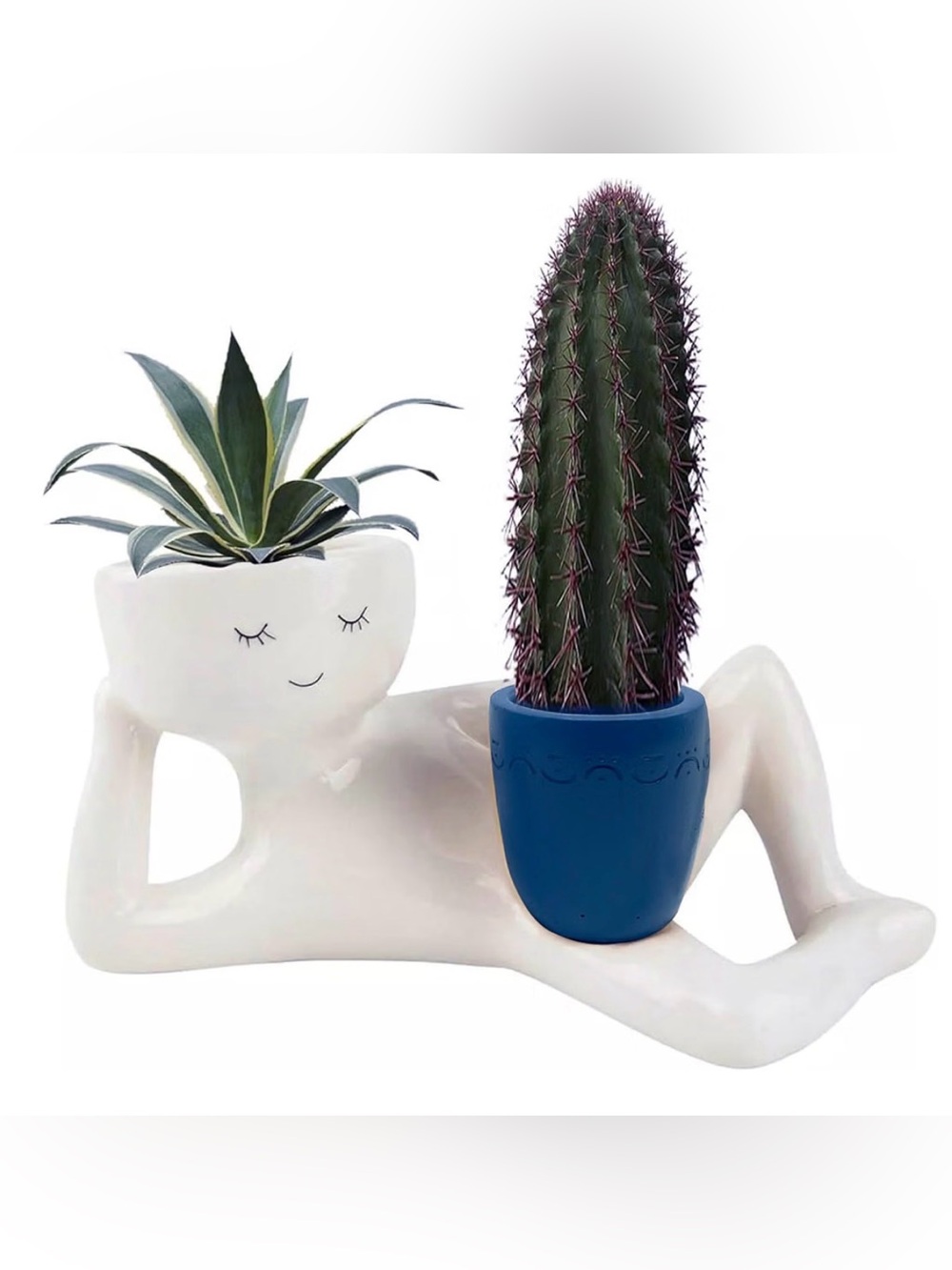 Brand New! Lazy Guy Funny Plant Pot Resin Pot Face Succulent Cactus Planter
